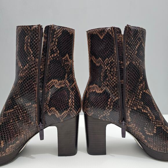 NEW Donald Pliner Zelda Ankle Bootie Size 8.5 Brown Snake Print Leather Chelsea - Picture 4 of 15